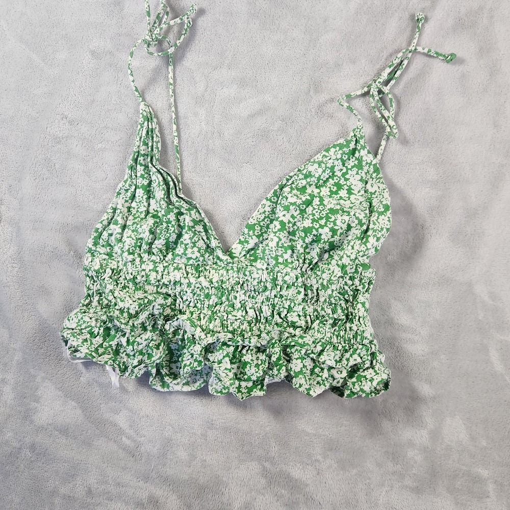 Sim & Sam Women S Crop Tank Top Boho Coquette Babydoll Fall Floral Tie Neck Sexy